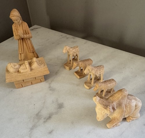 Hand carved wood creche - hand,